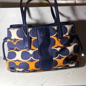 Vintage Navy and Orange Coach Bag